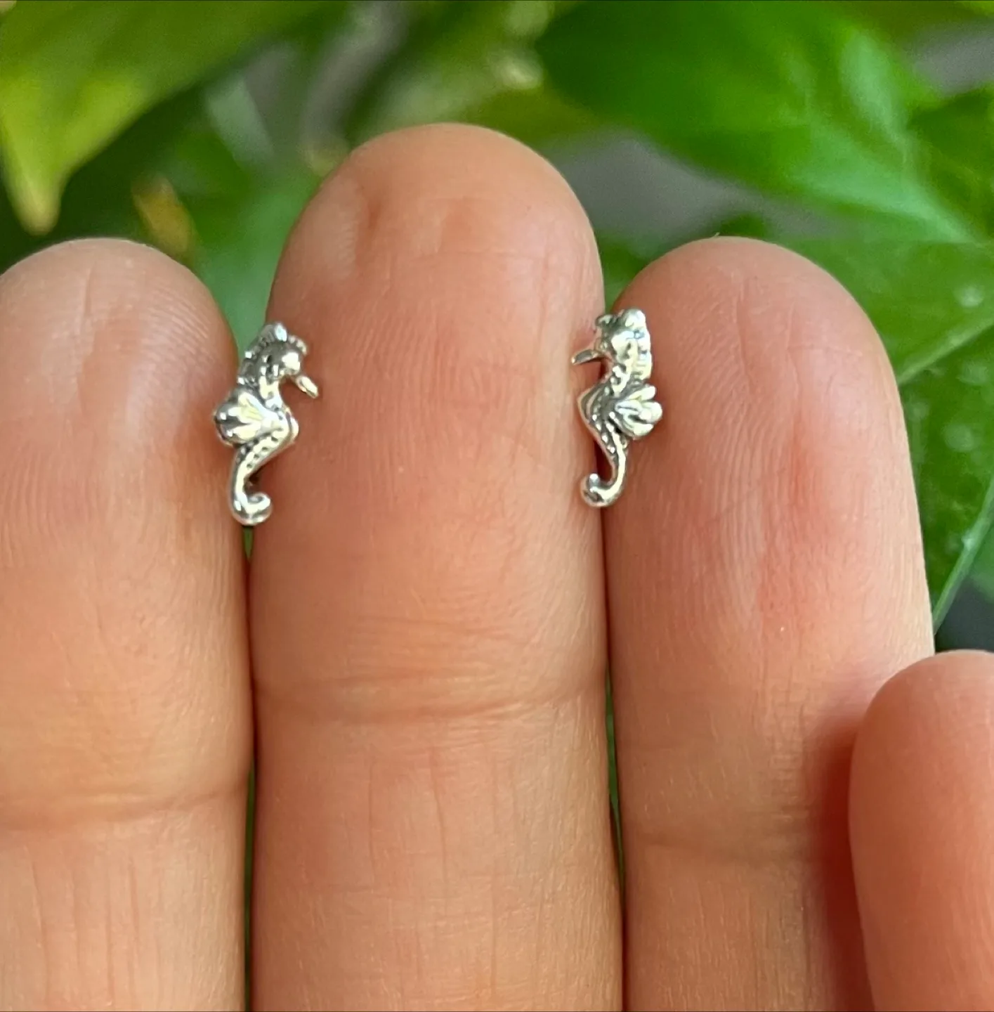 Seahorse Stud Earrings 925 stamp thumbnail