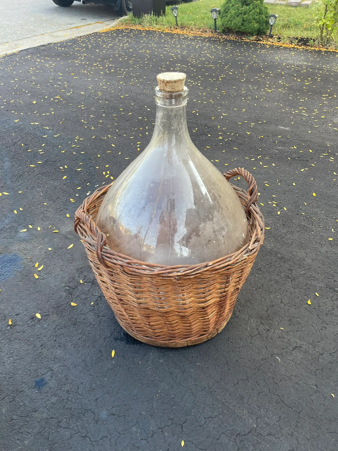 Large Demijohn Glass Bottle with Wicker Basket