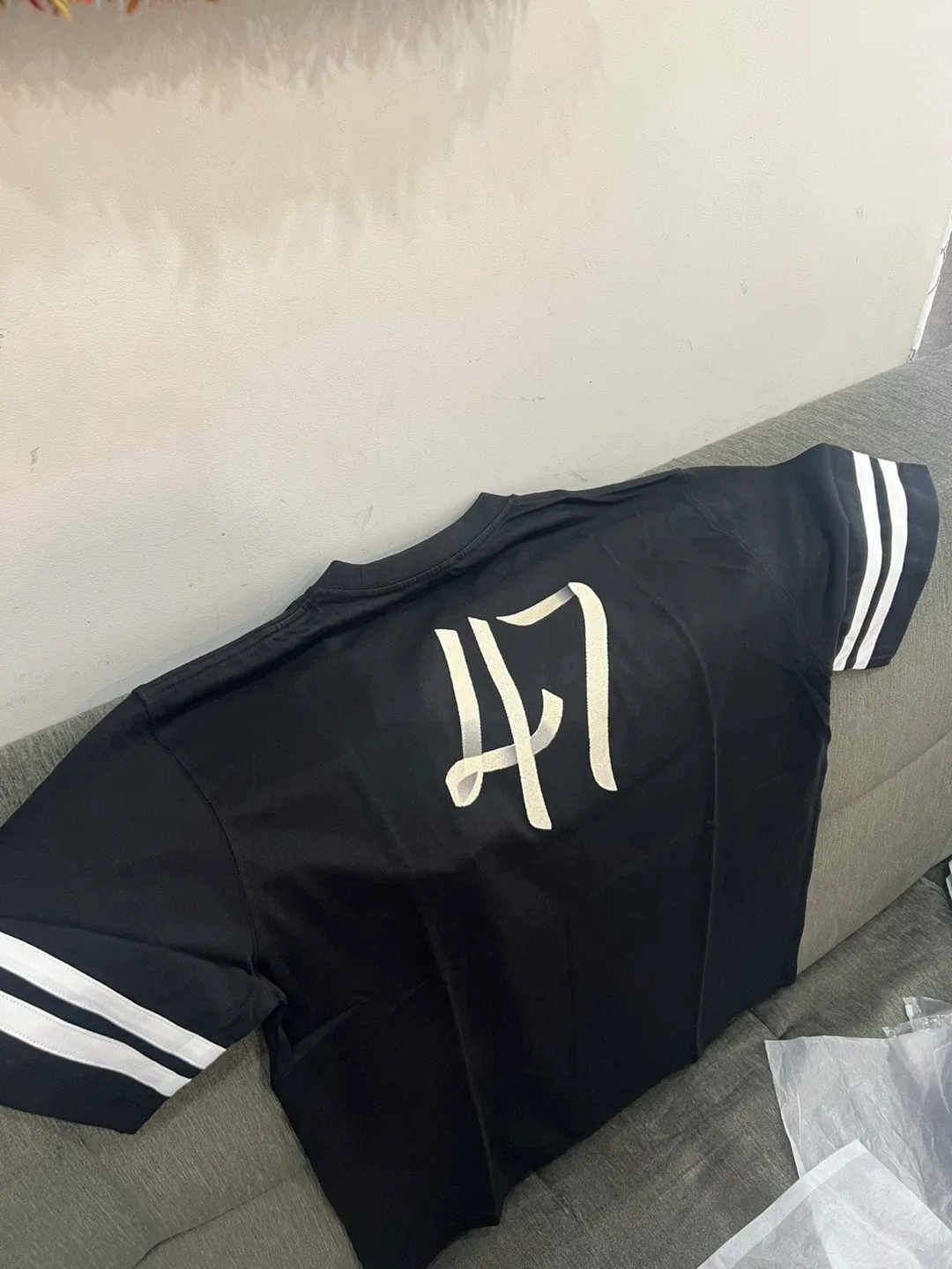 Dior Black T-Shirt with White Stripes image indicator(3)