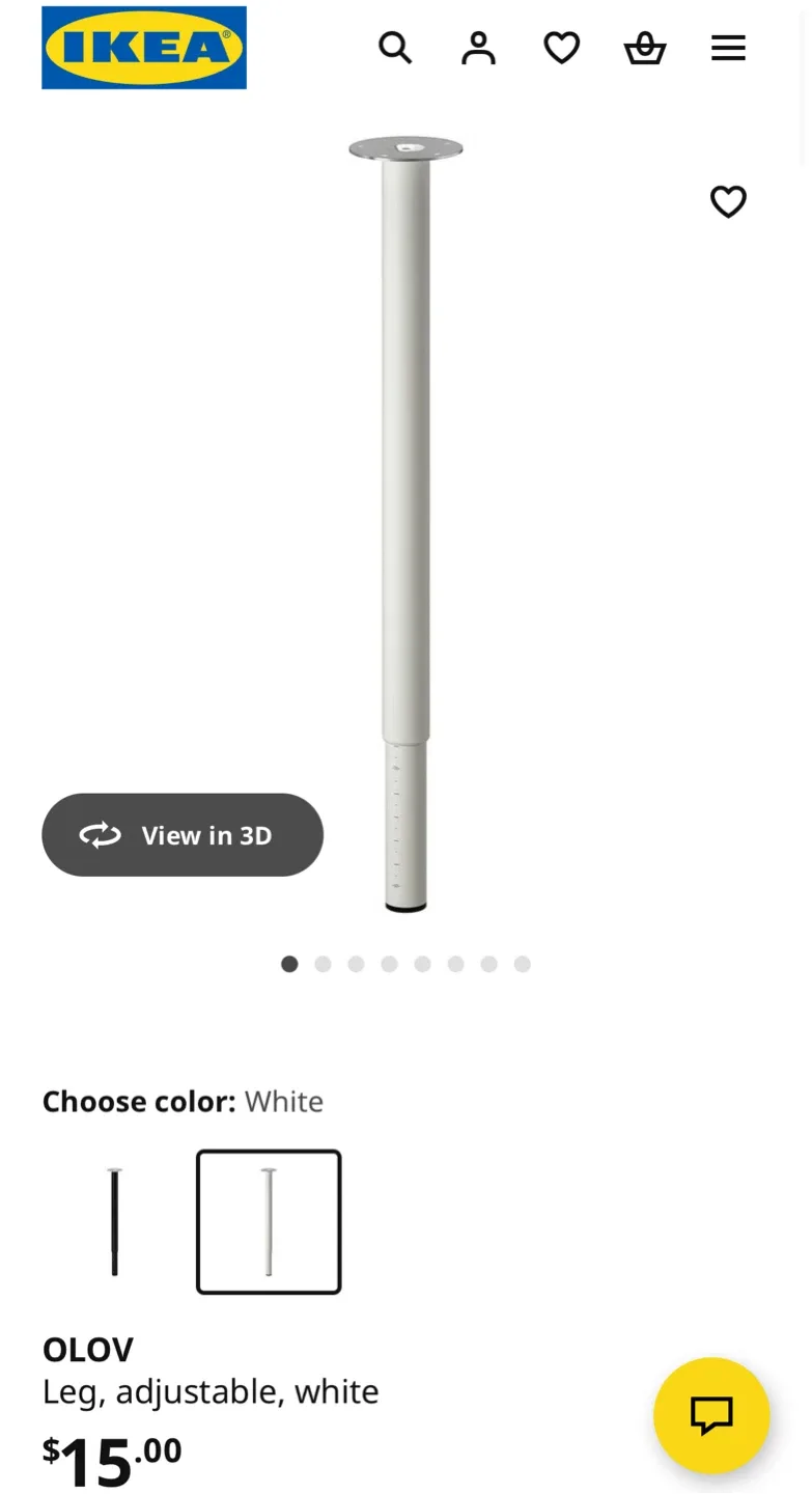 IKEA OLOV Adjustable Leg - White image indicator(5)