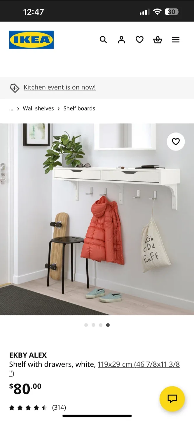 IKEA Ekby Alex Shelf with Drawers - White image indicator(6)