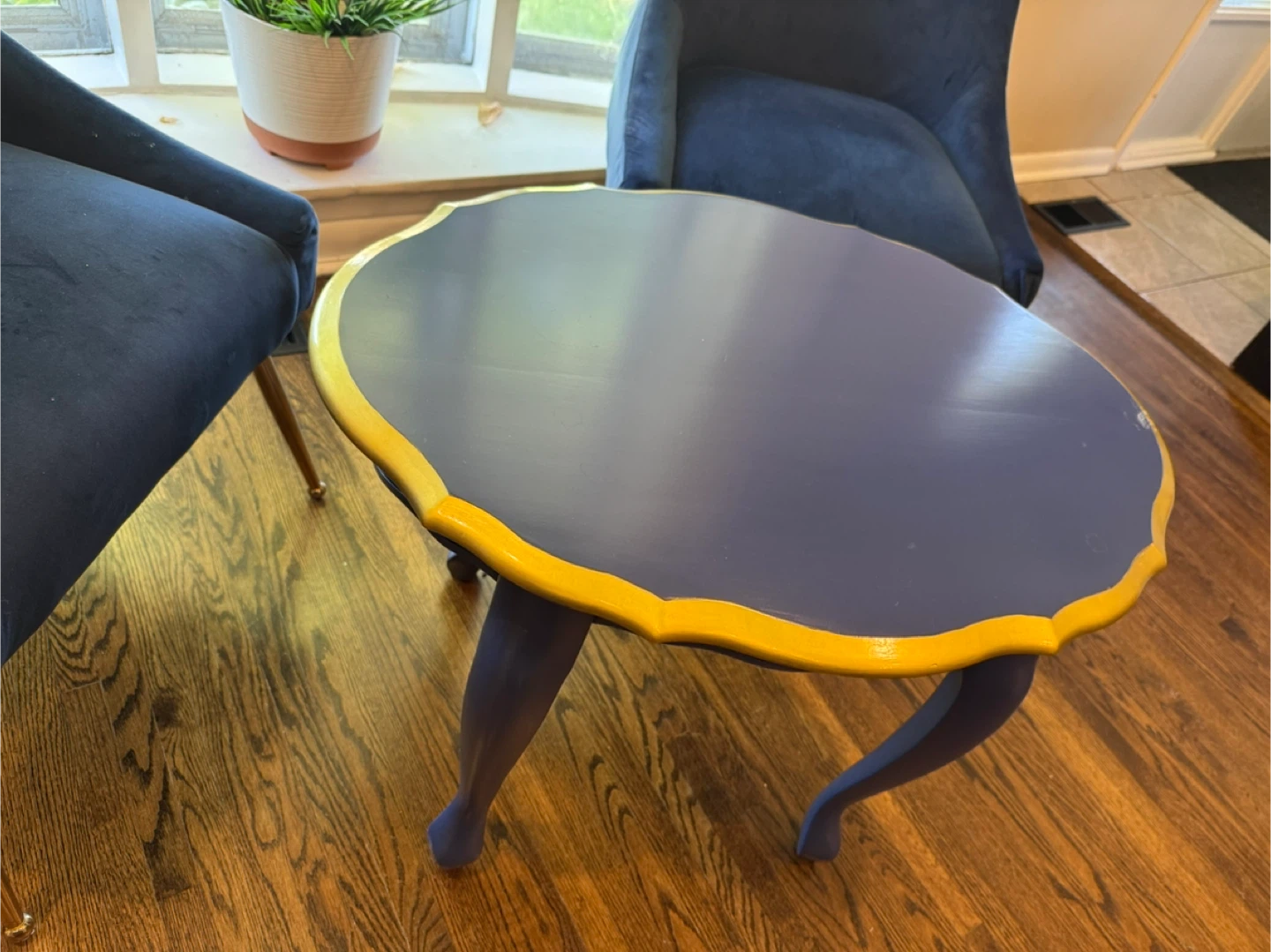 Blue Velvet Chairs & Accent Table Set - photo 3