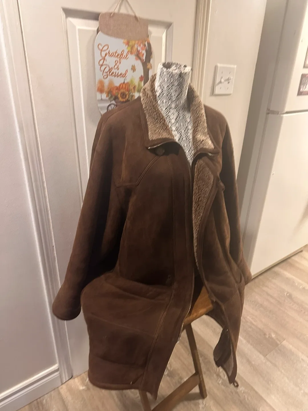 Brown Suede Jacket with Fur Collar image indicator(3)