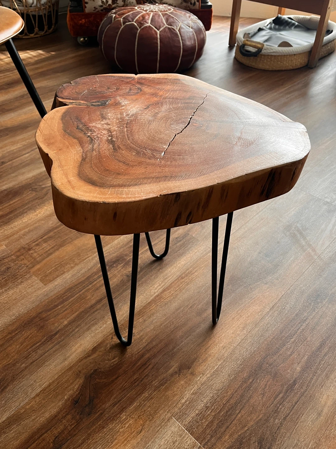 Live Edge Wood Slab Side Table