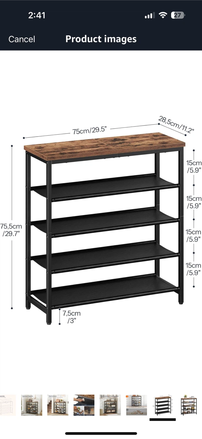 HOOBRO 5-Tier Shoe Rack - Brown & Black - photo 2