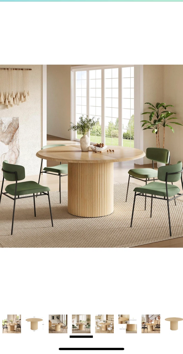 Round Fluted Wood Dining Table - 47" - photo 4