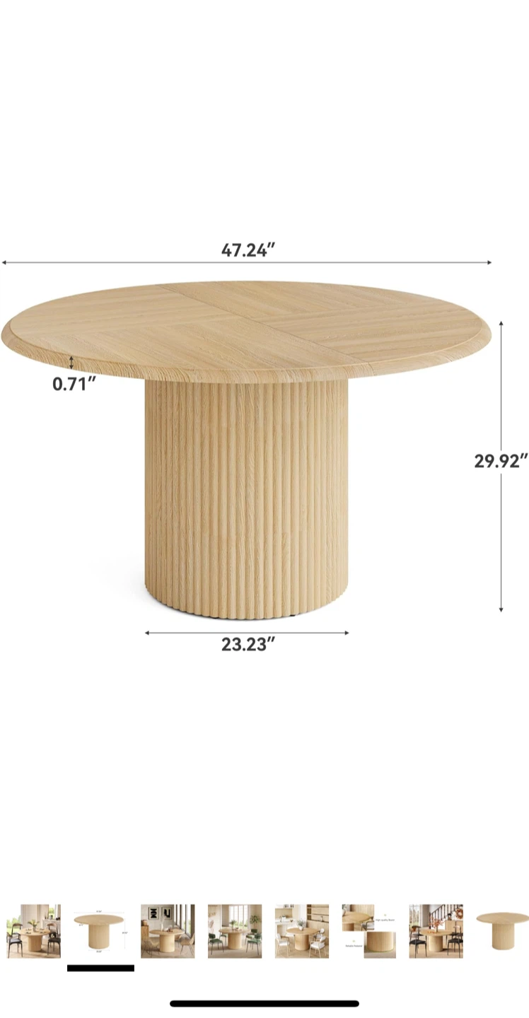 Round Fluted Wood Dining Table - 47" - photo 2
