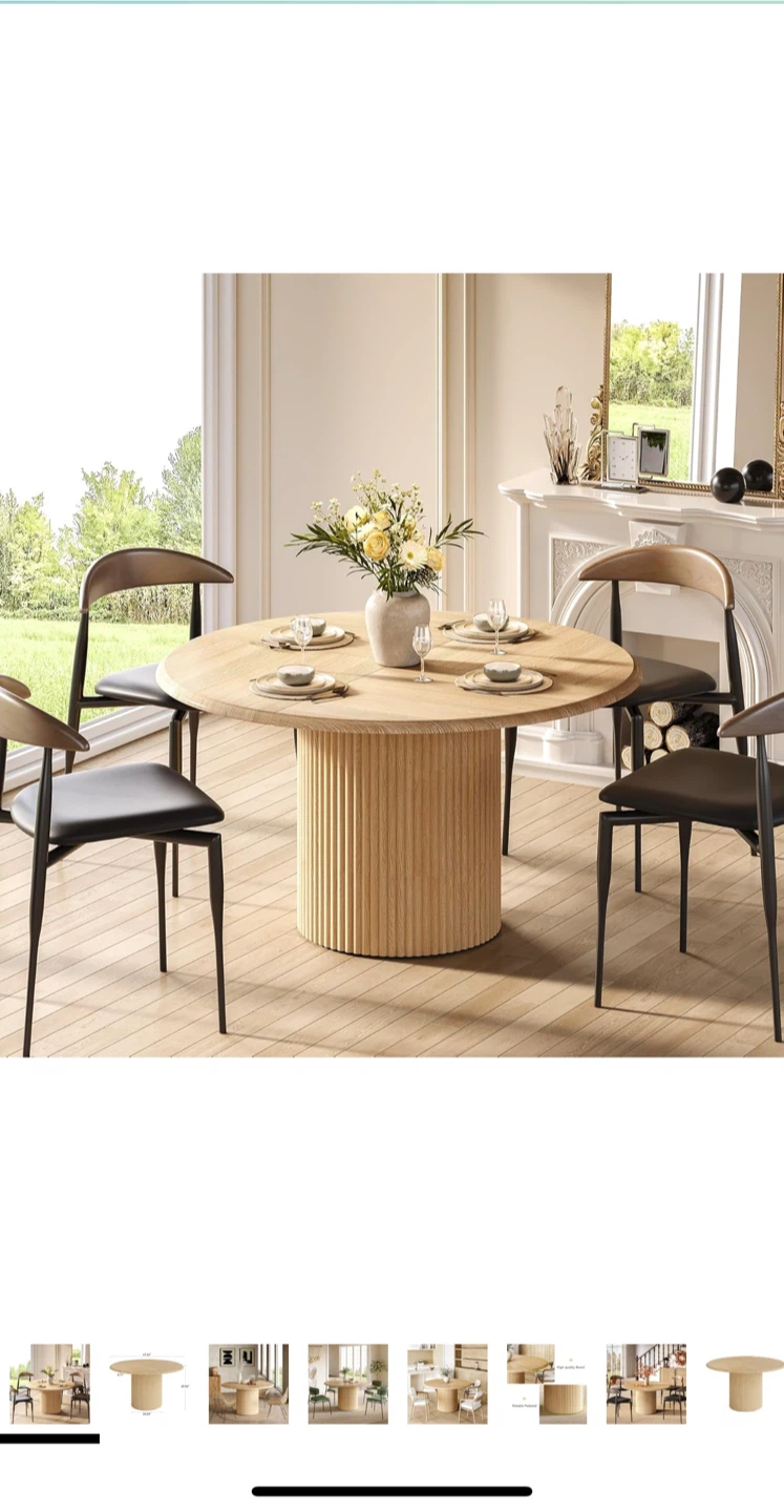 Round Fluted Wood Dining Table - 47"