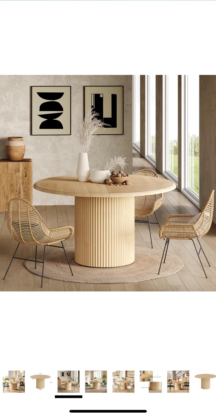 Round Fluted Wood Dining Table - 47" - photo 5