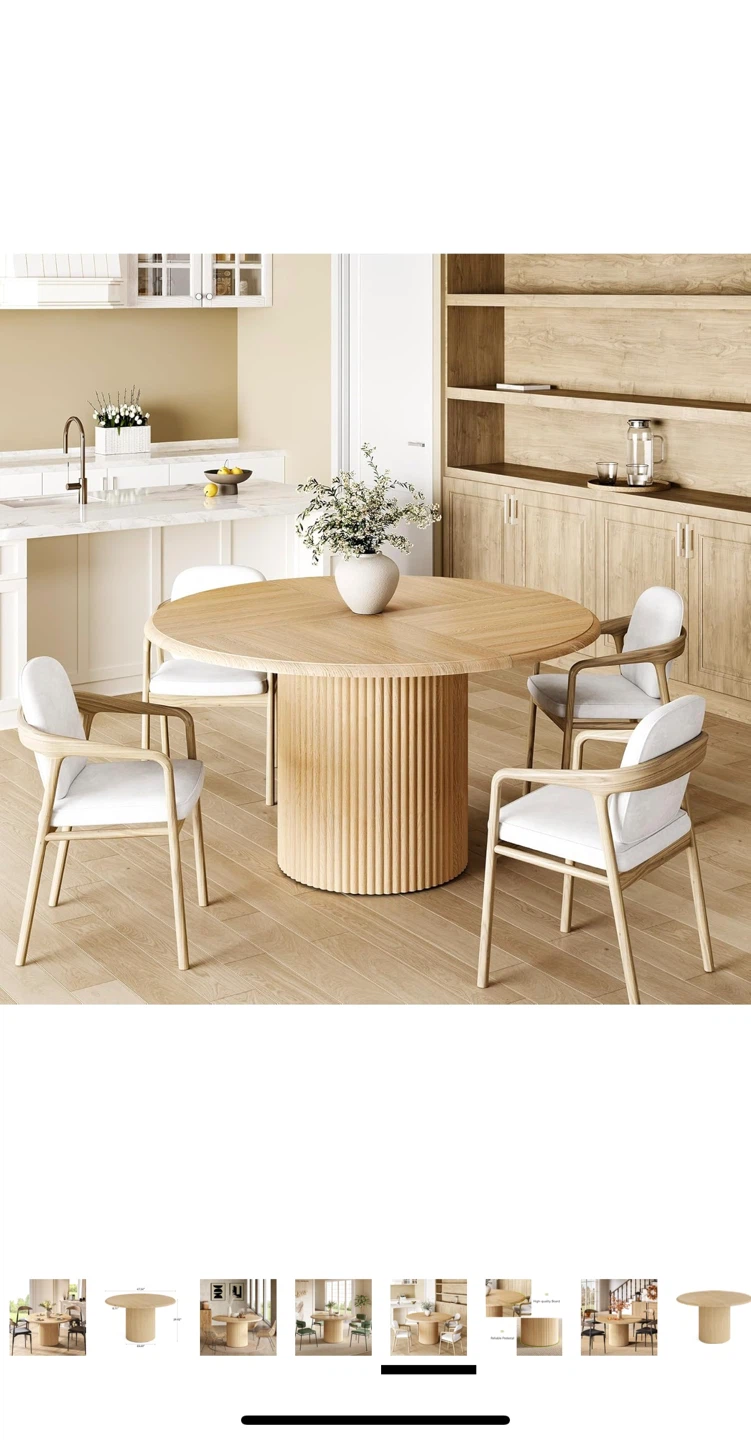 Round Fluted Wood Dining Table - 47" - photo 3