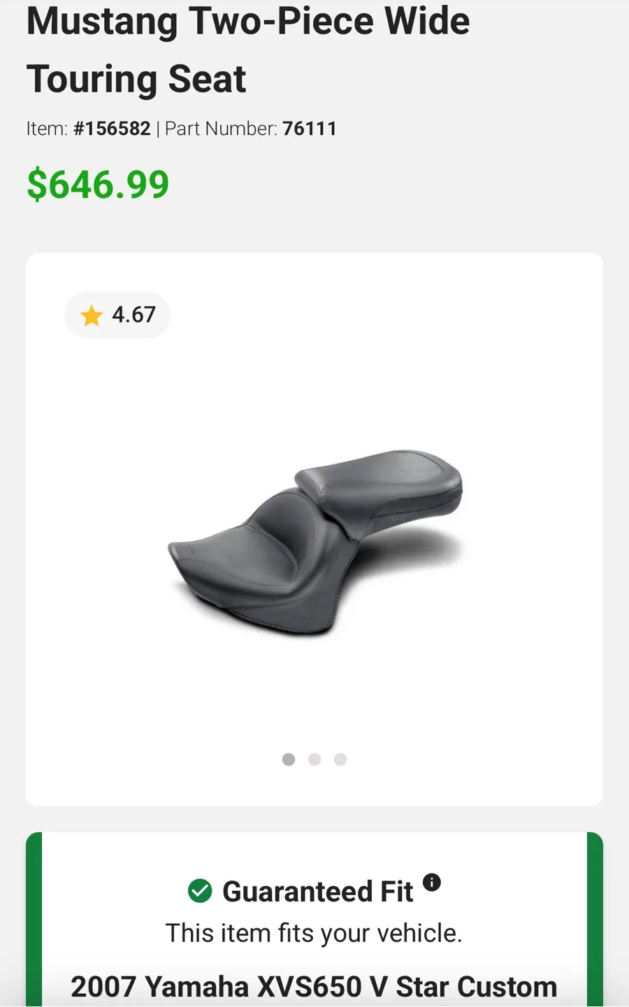 Mustang Yamaha V Star 650 Wide Vintage Touring Seat image indicator(5)