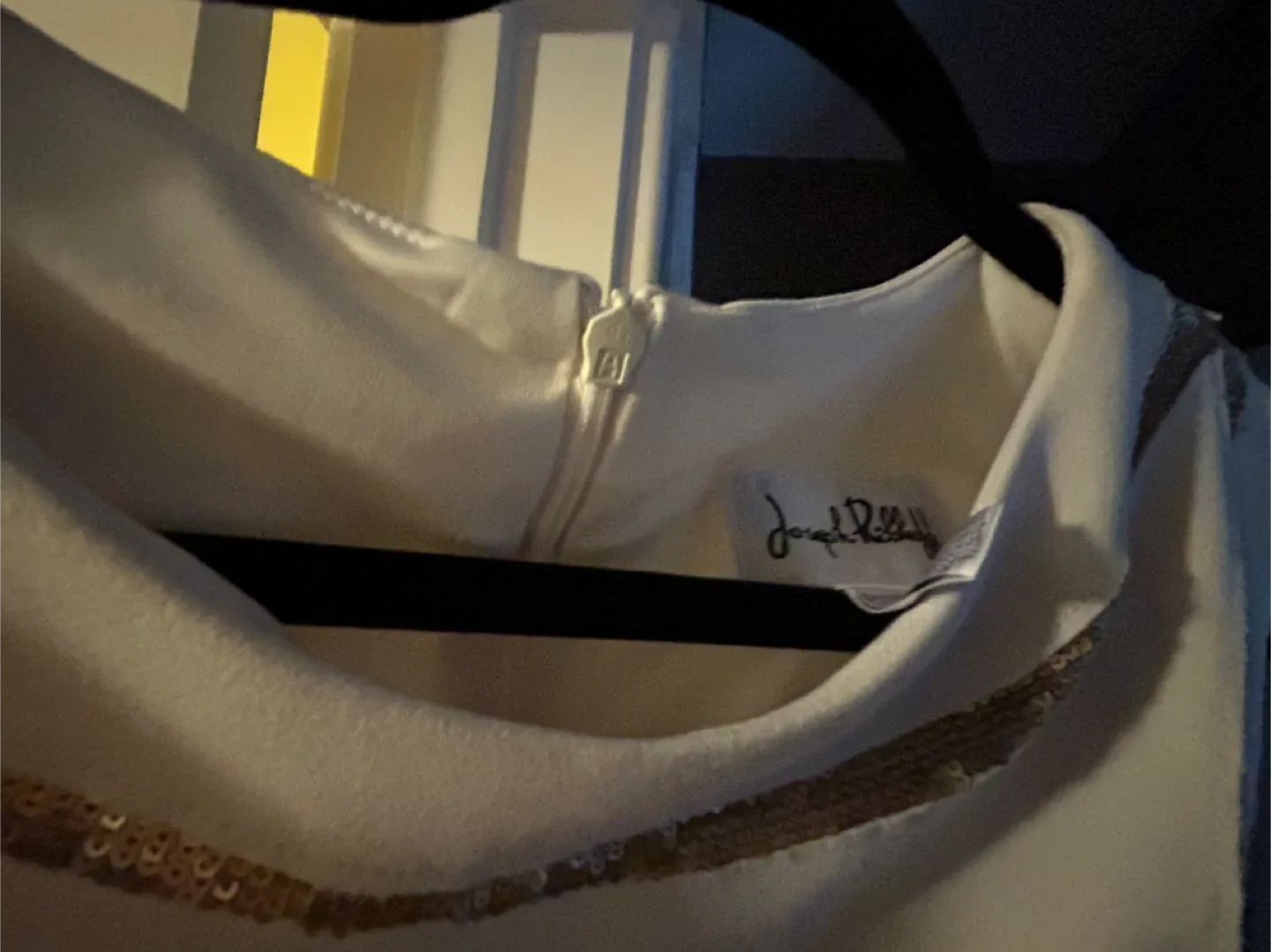 Size 12 Joseph Ribkoff White & Gold Dress image indicator(2)