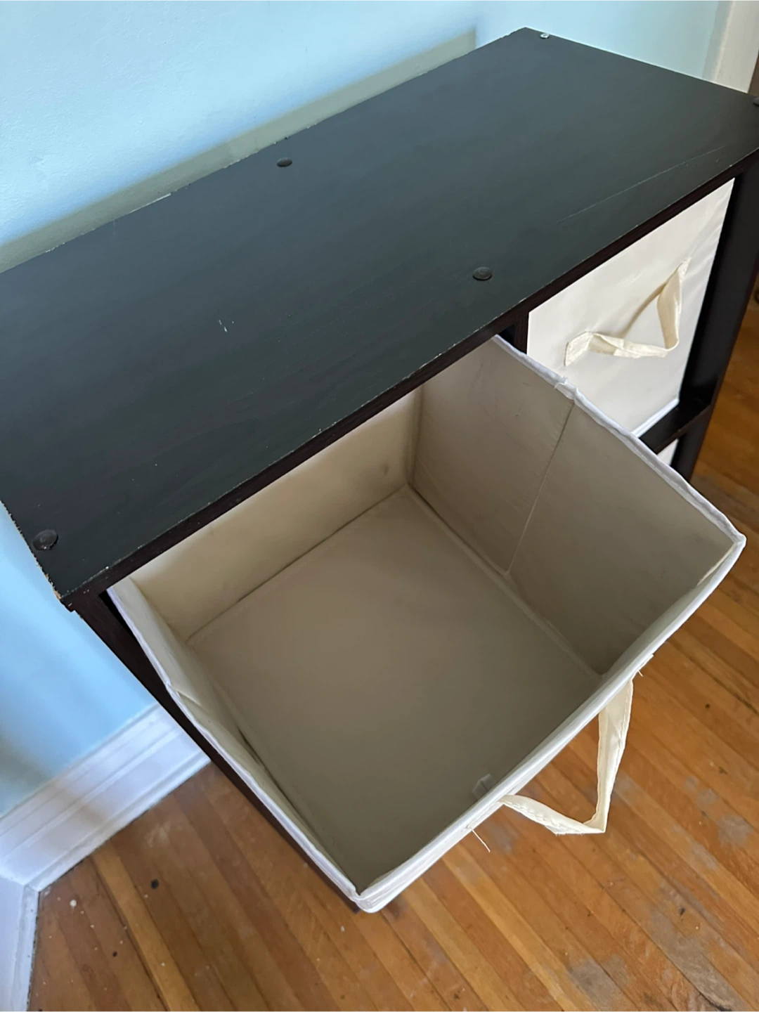 Black Storage Shelf with 6 Fabric Bins - photo 2