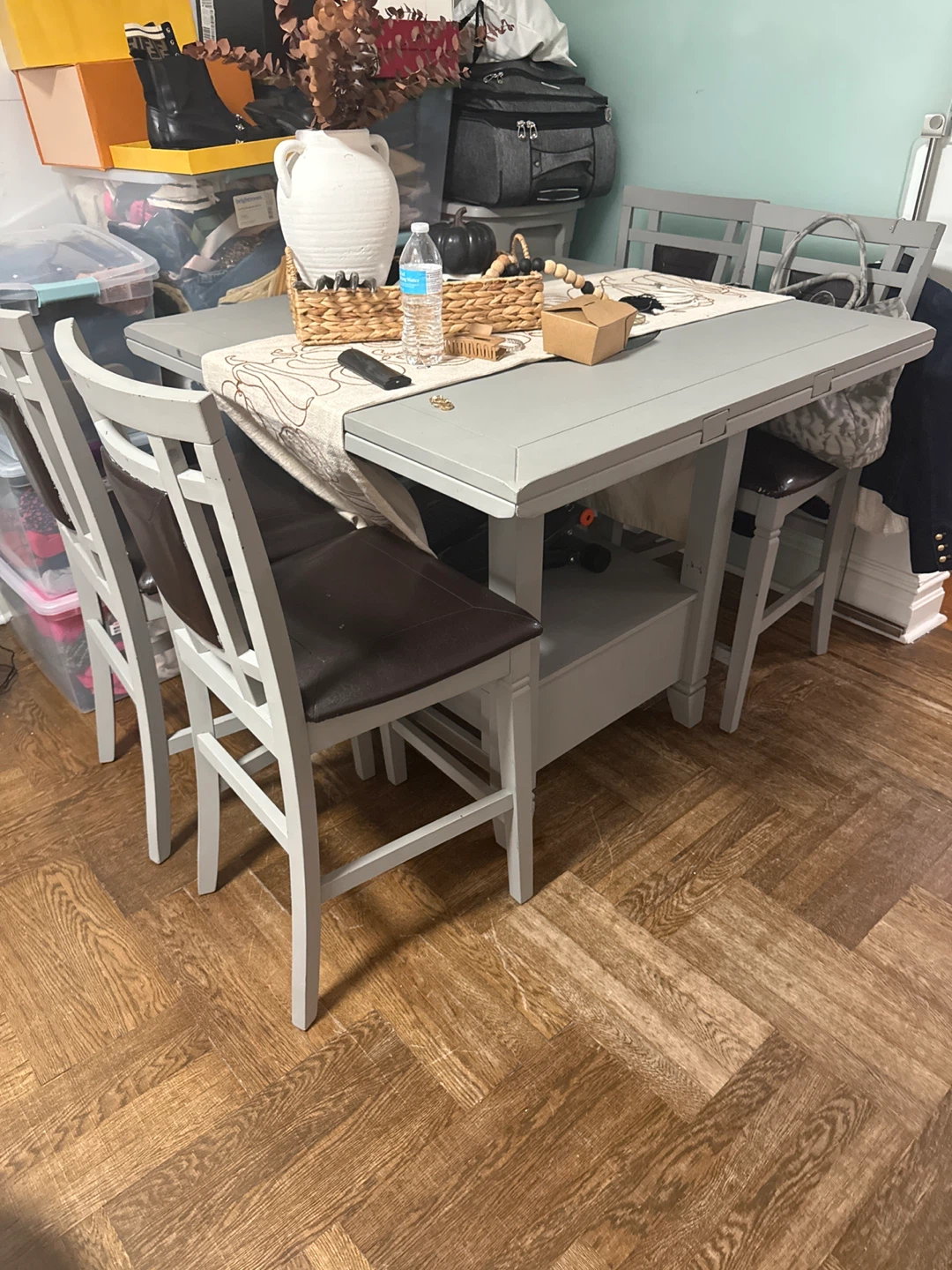 Gray Dining Table with 4 Chairs