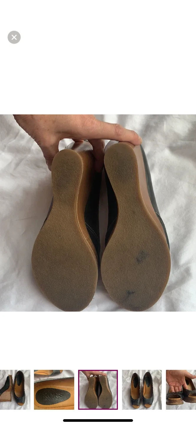 Michael Kors Black Leather Wedge Heels - Size 8 image indicator(3)