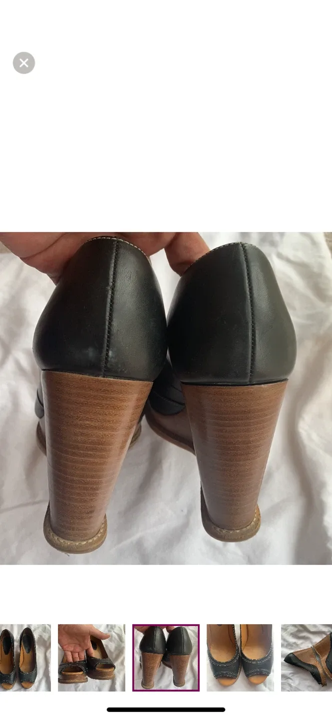 Michael Kors Black Leather Wedge Heels - Size 8 image indicator(4)