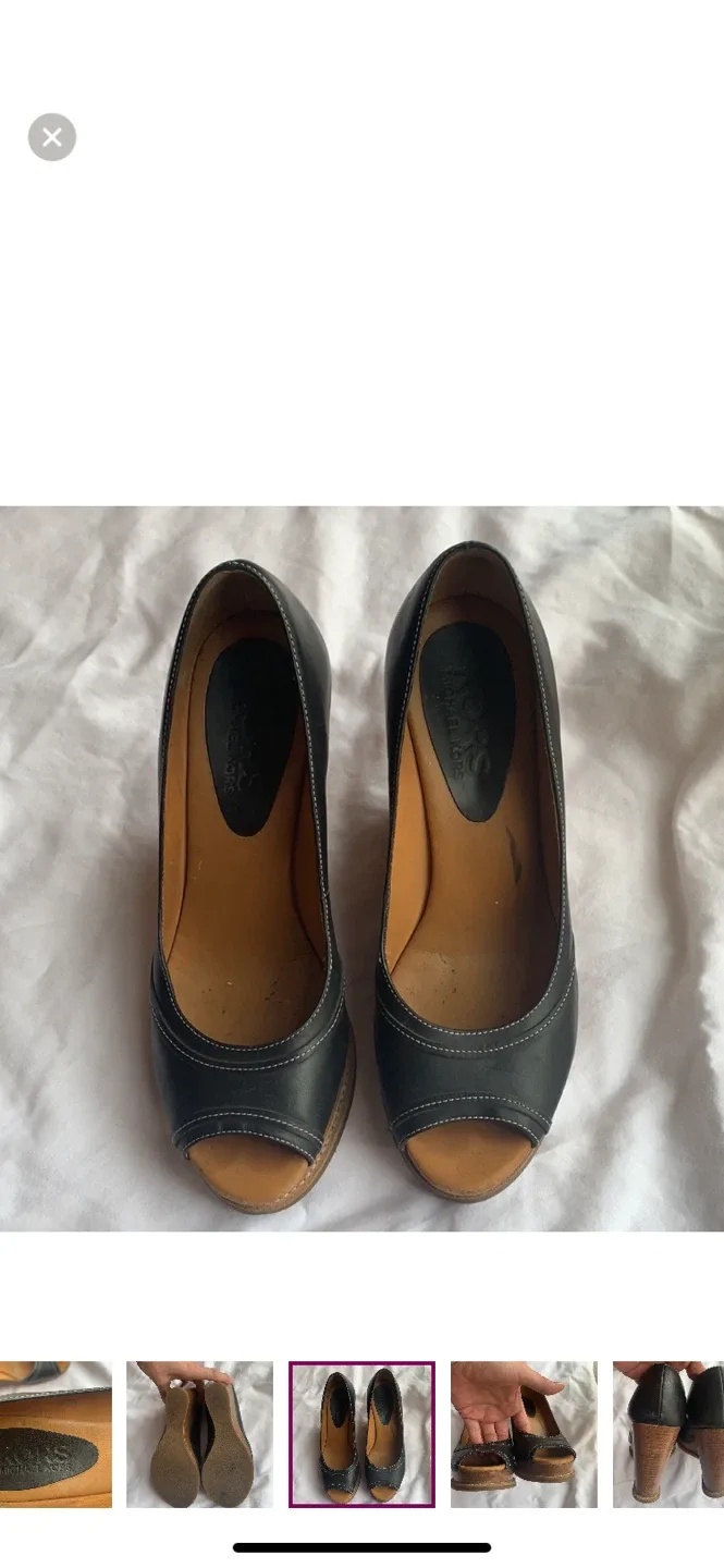 Michael Kors Black Leather Wedge Heels - Size 8 image indicator(5)