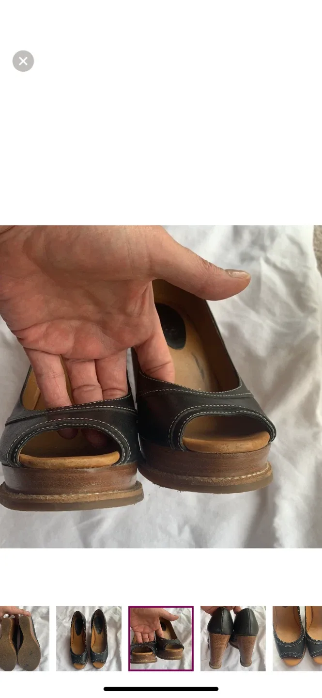 Michael Kors Black Leather Wedge Heels - Size 8 image indicator(2)