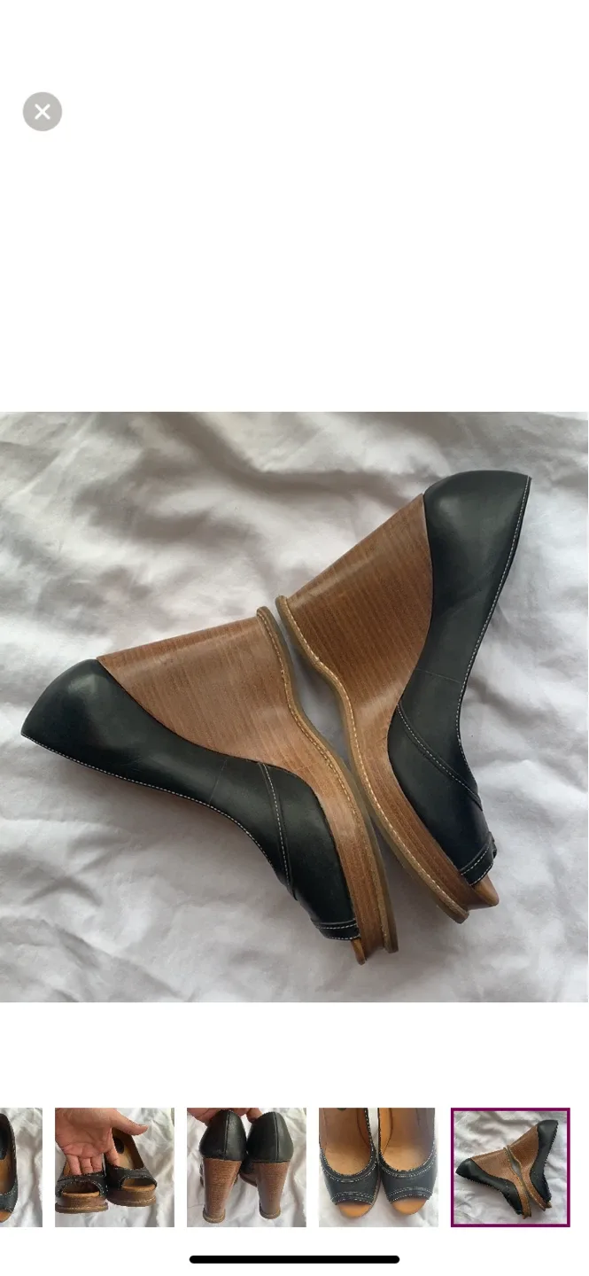 Michael Kors Black Leather Wedge Heels - Size 8 image indicator(6)