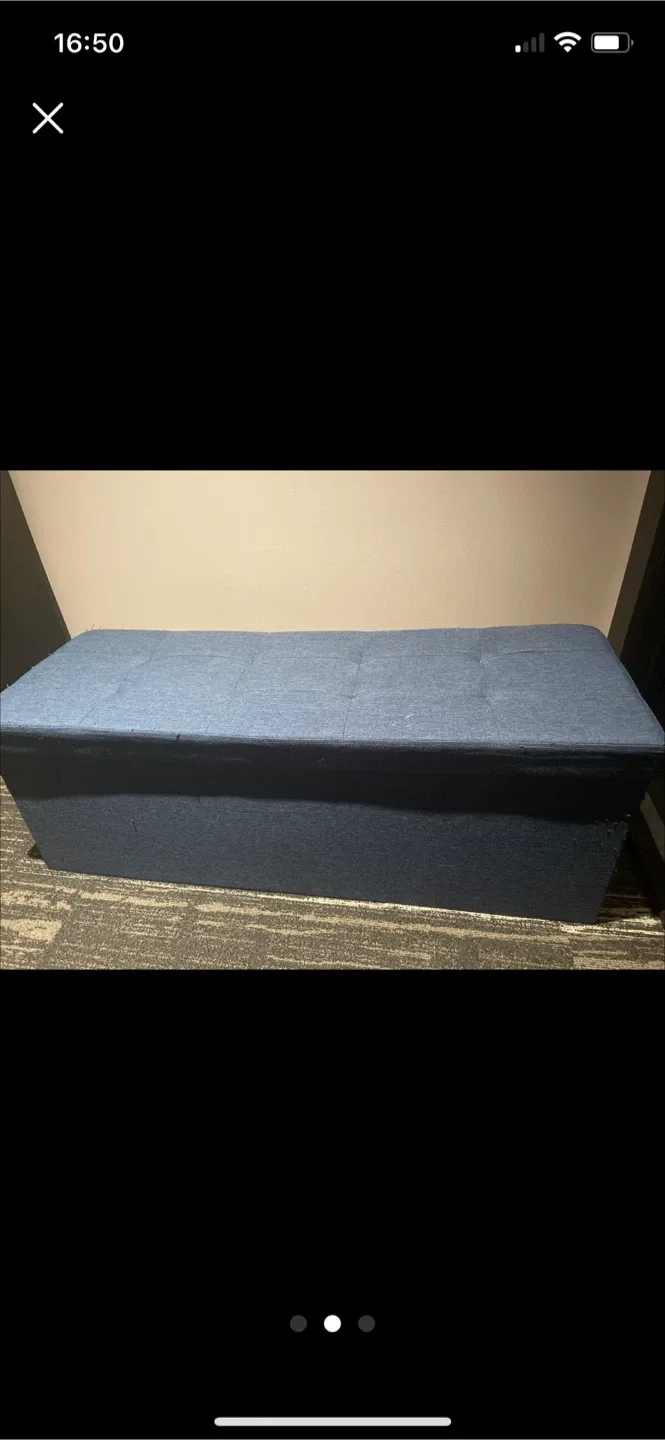 Navy Storage Ottoman Bench thumbnail
