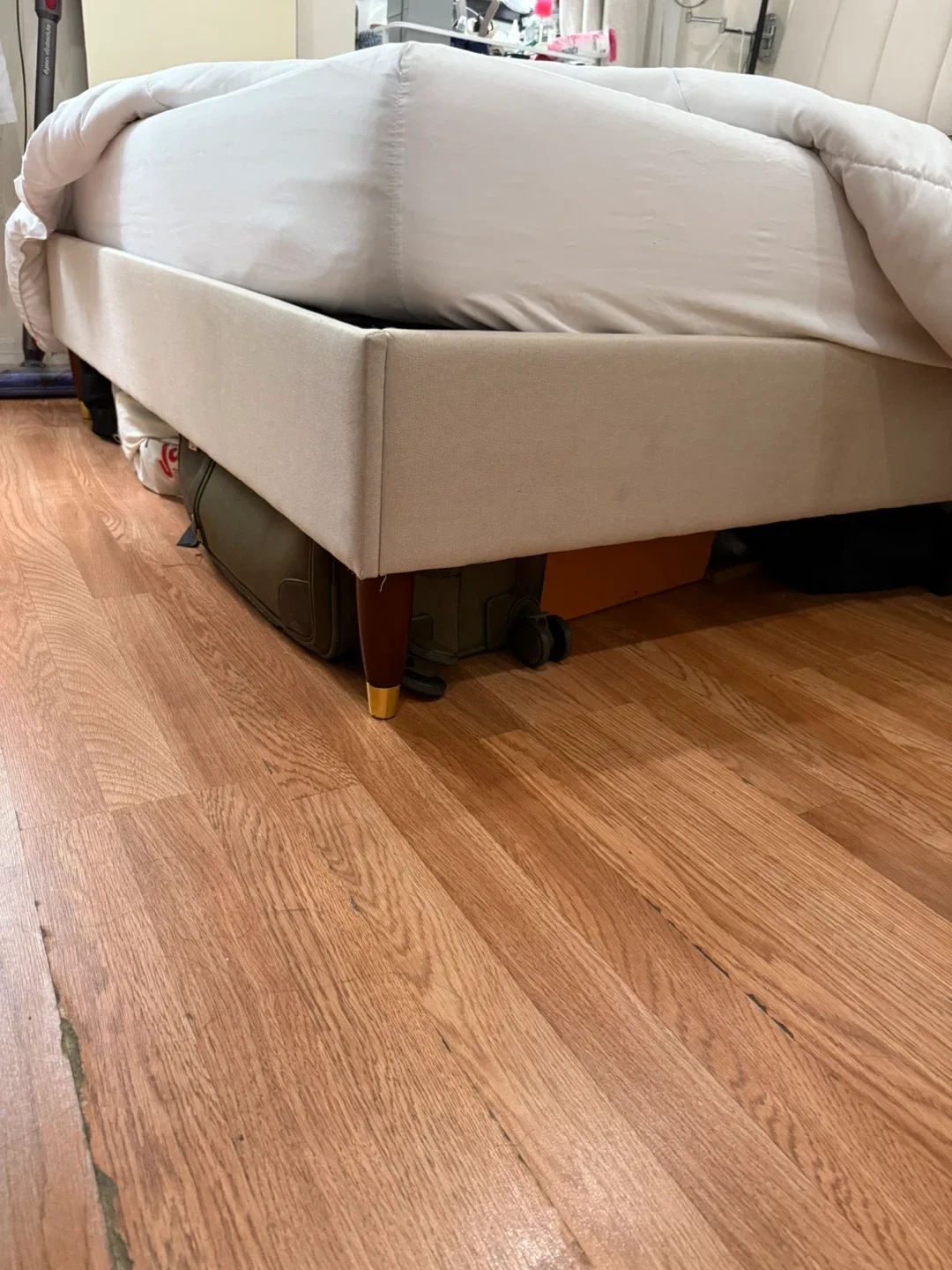 Beige Upholstered Bed Frame image indicator(2)