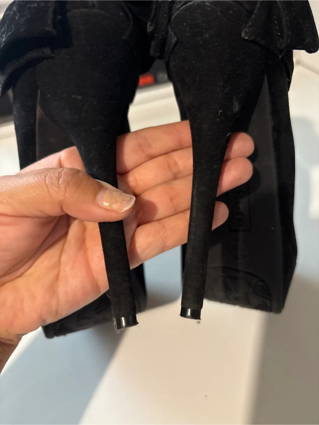 Black Suede Heels with Bow Detail image indicator(3)