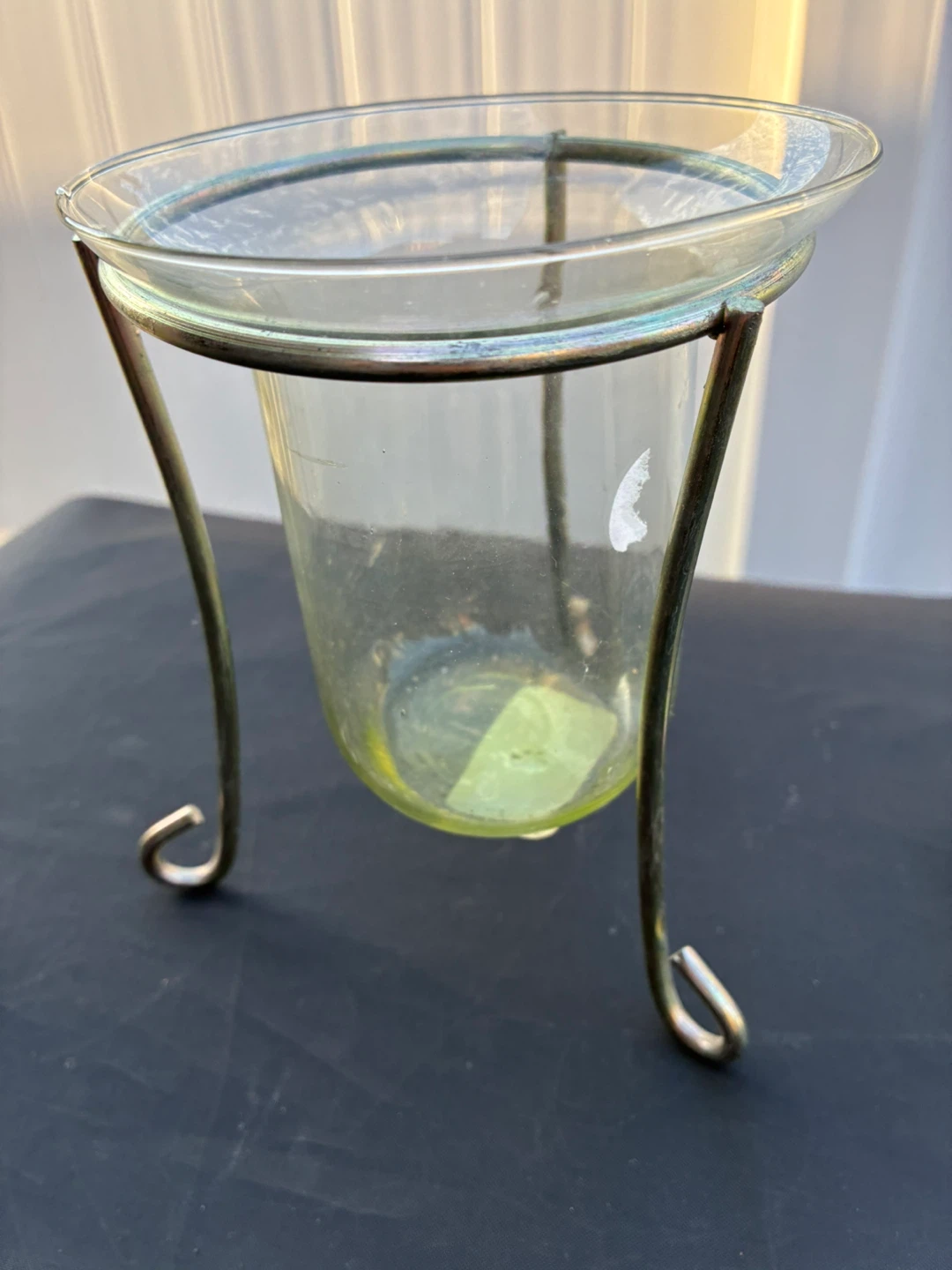 Gold Striped Glass Vase & Metal Stand - photo 2
