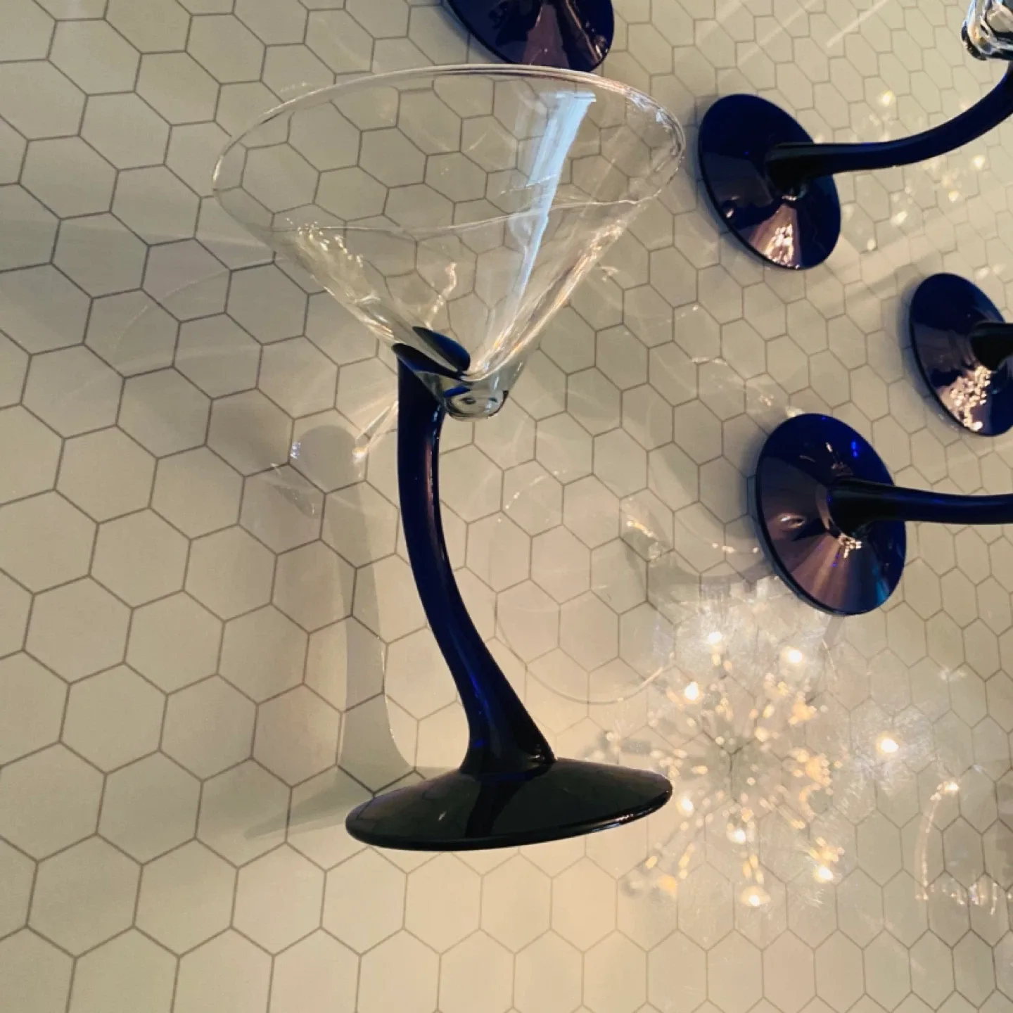 Set of 5 Blue Martini Glasses image indicator(4)