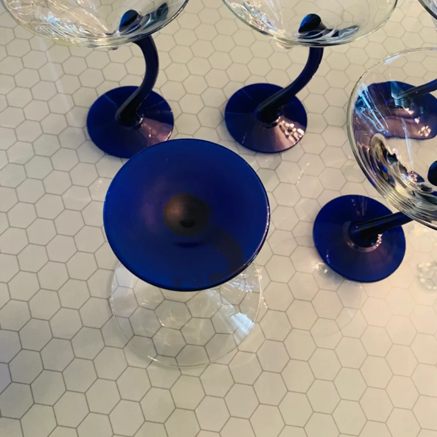 Set of 5 Blue Martini Glasses image indicator(5)