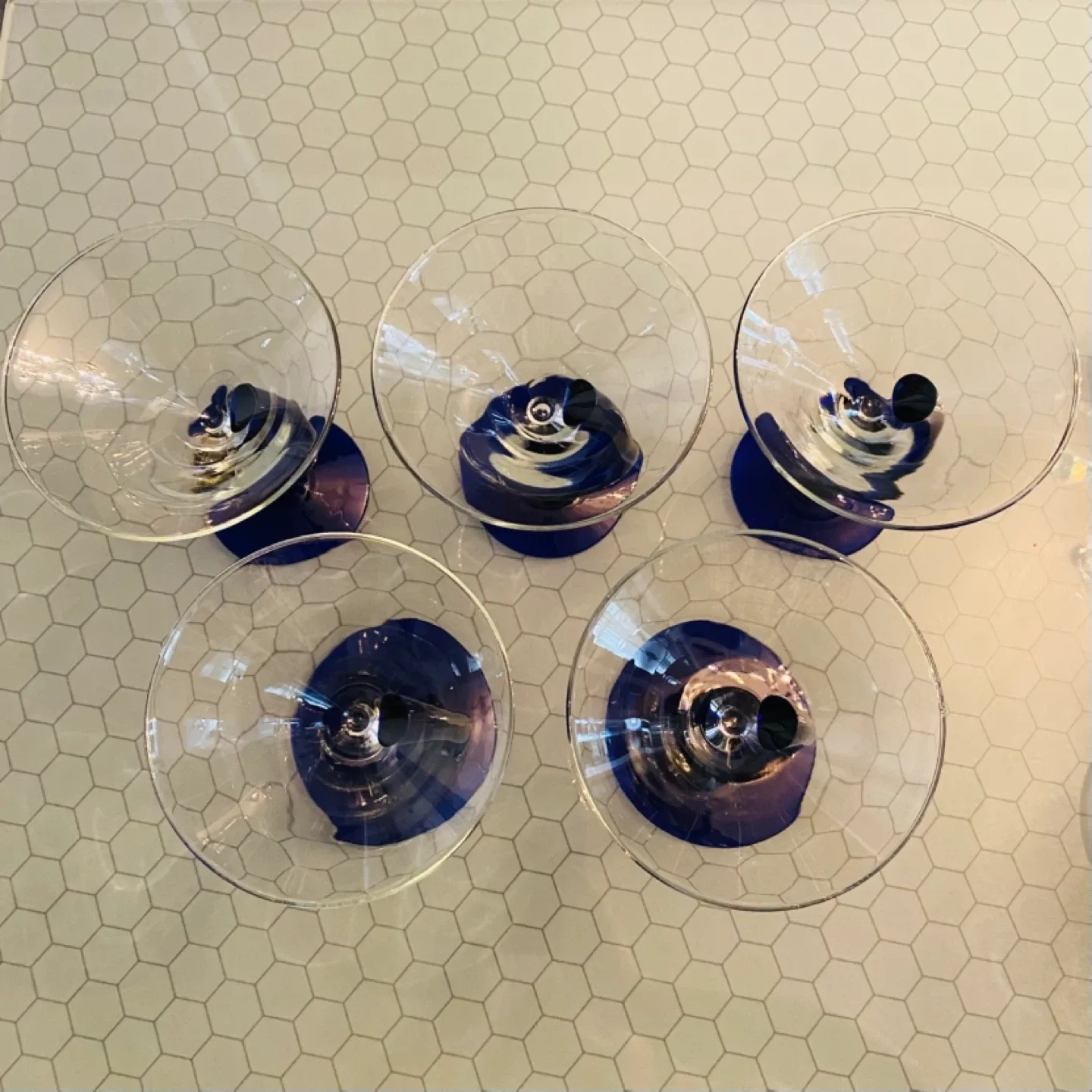 Set of 5 Blue Martini Glasses image indicator(2)