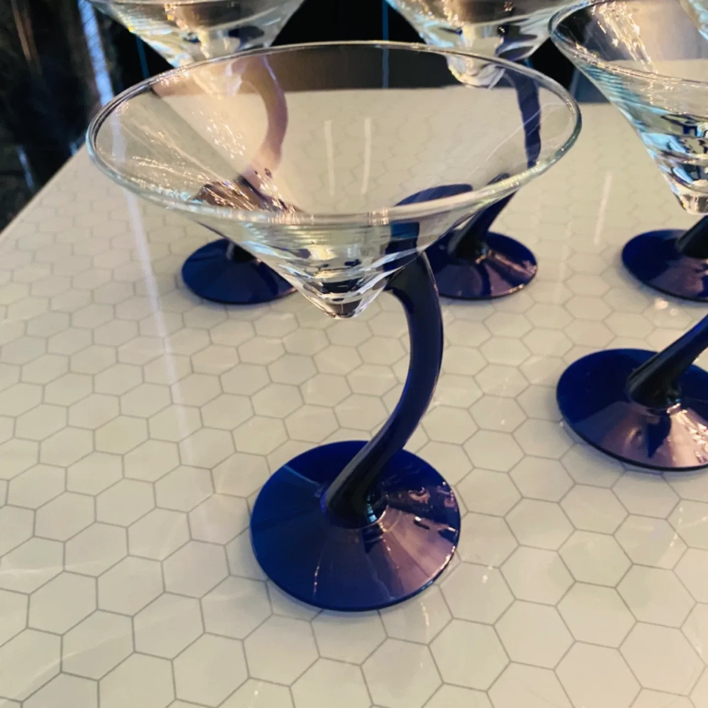 Set of 5 Blue Martini Glasses image indicator(3)