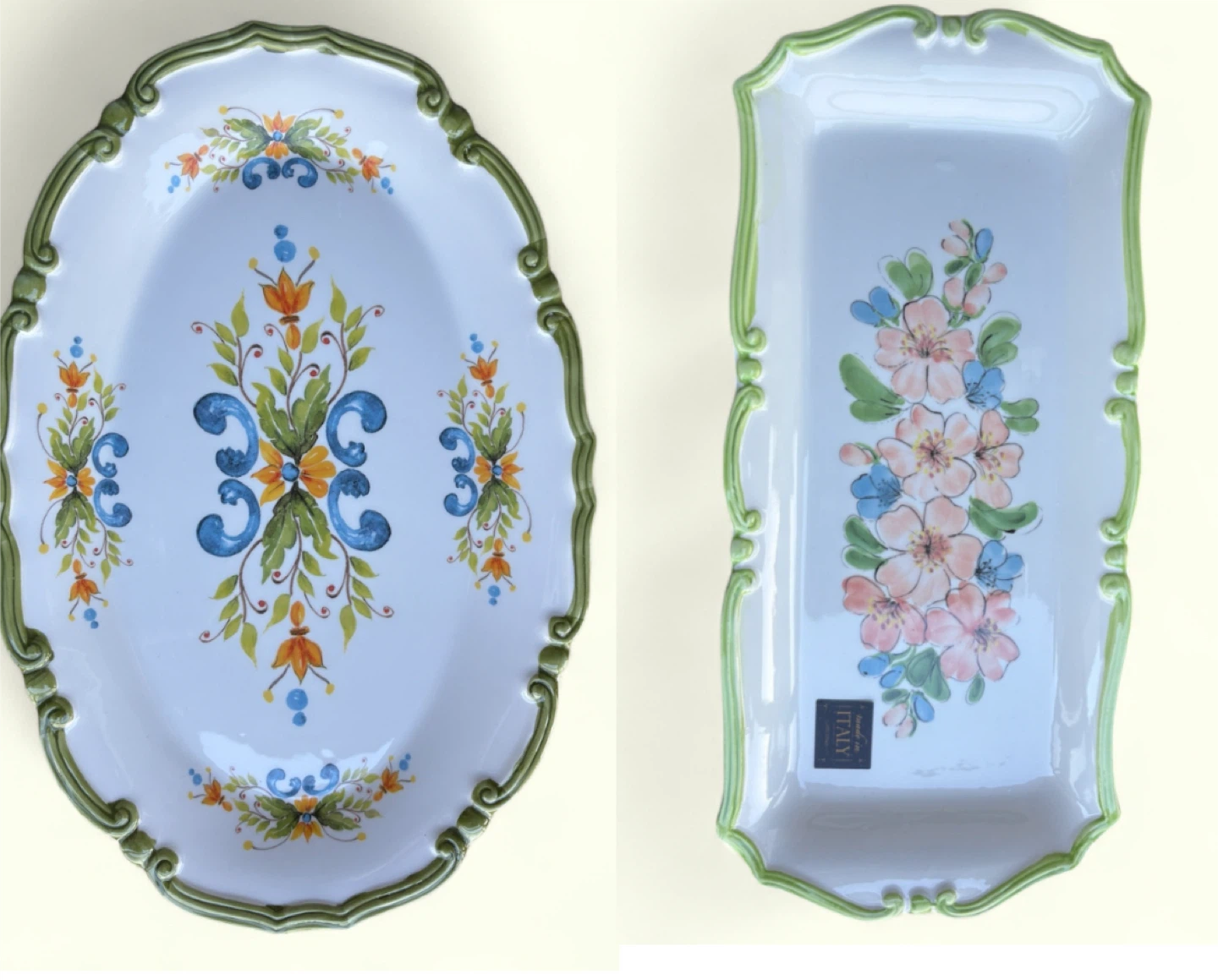 Both for $15; Hand-painted Decorative Platters