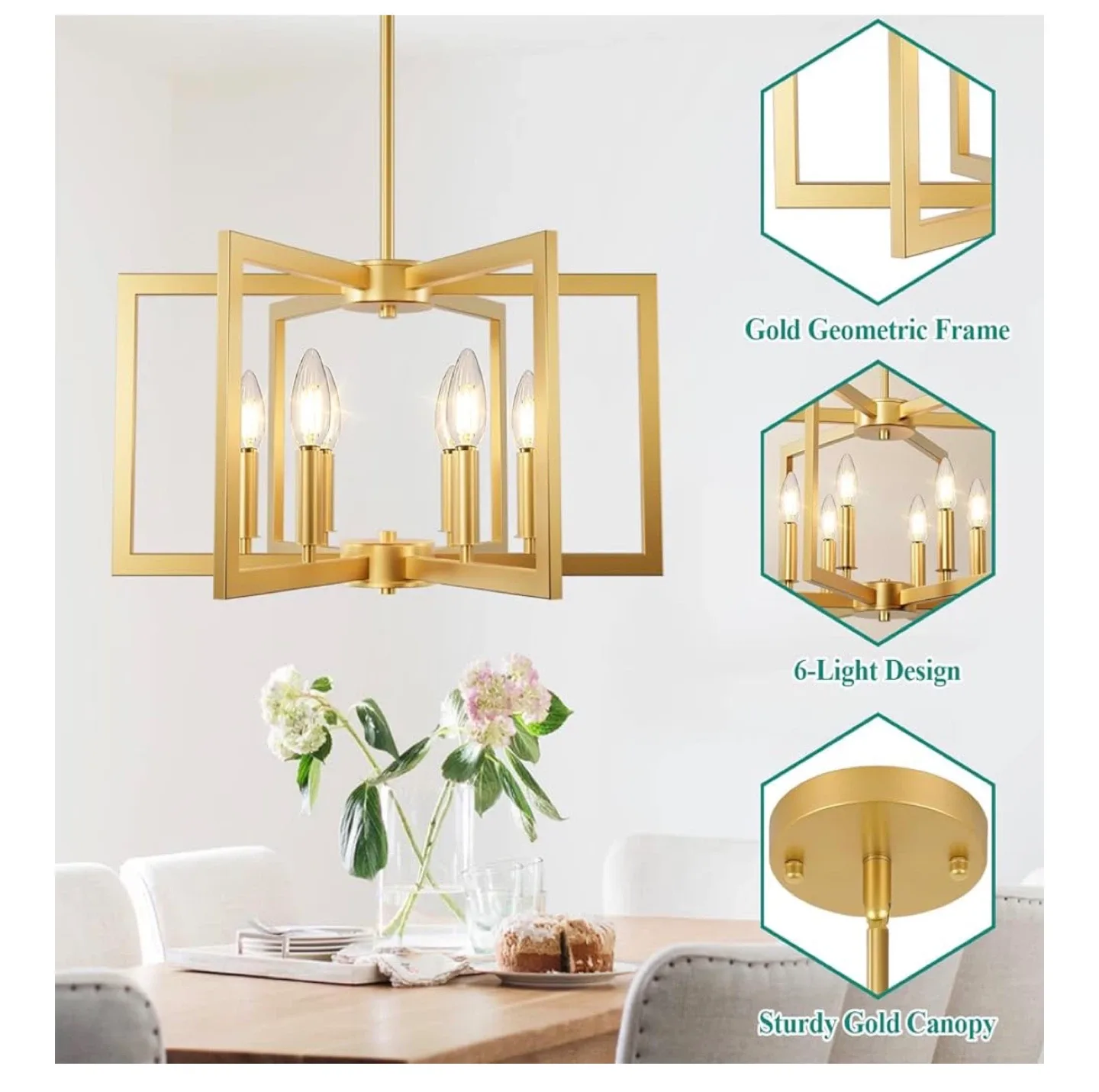 Bairth 6-Light Gold Chandelier image indicator(6)