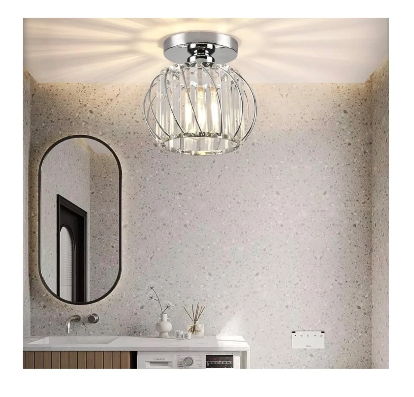 Crystal Semi Flush Mount Ceiling Light image indicator(7)