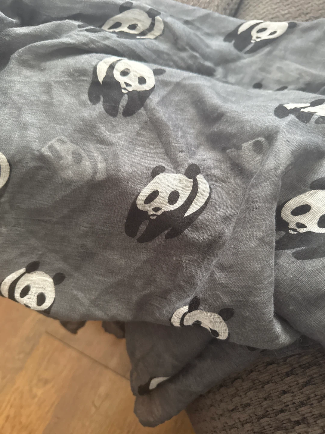 Panda Print Scarf - Grey - photo 2