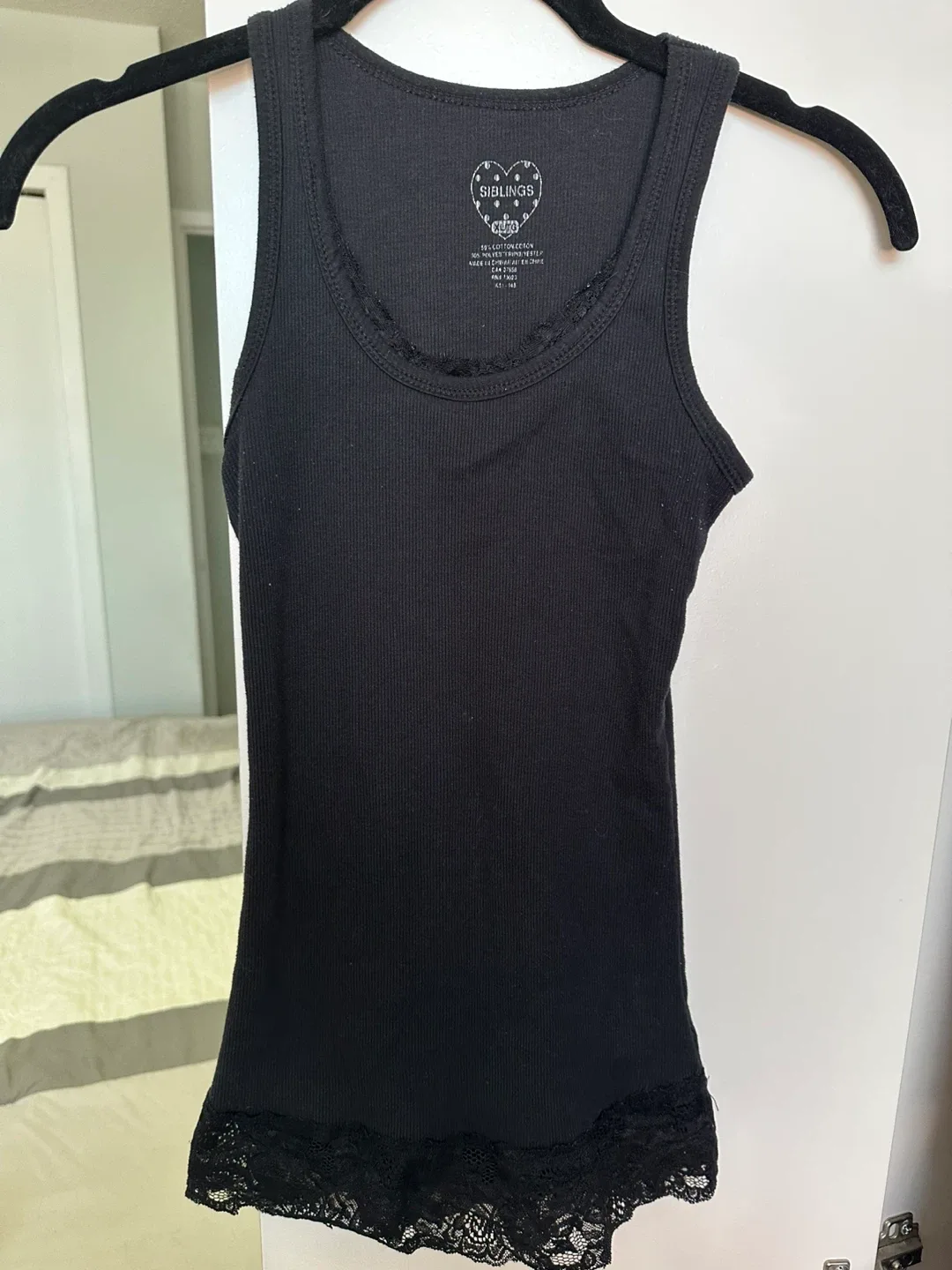 Siblings Black Lace Trim Tank Top thumbnail