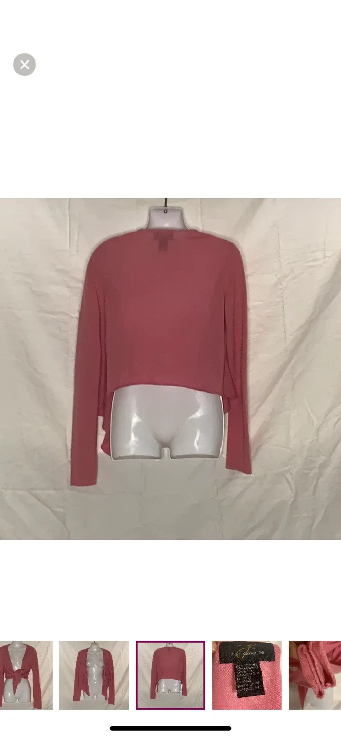 Pure Cashmere Pink Tie Front Cardigan Size M image indicator(2)