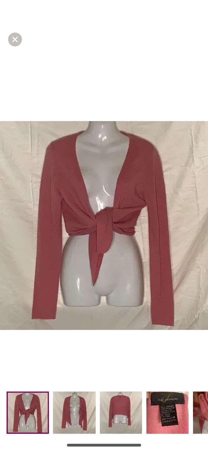 Pure Cashmere Pink Tie Front Cardigan Size M thumbnail