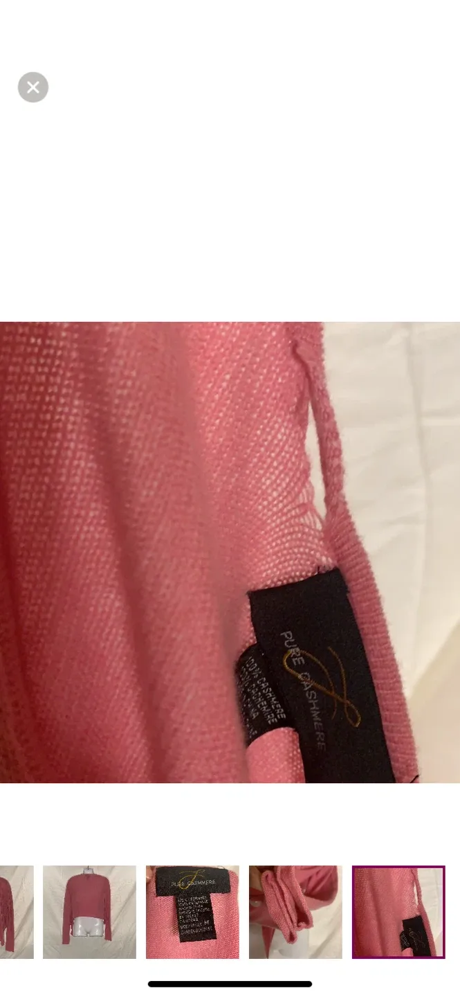 Pure Cashmere Pink Tie Front Cardigan Size M image indicator(5)