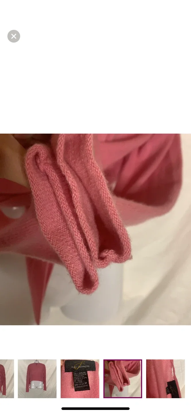 Pure Cashmere Pink Tie Front Cardigan Size M image indicator(4)