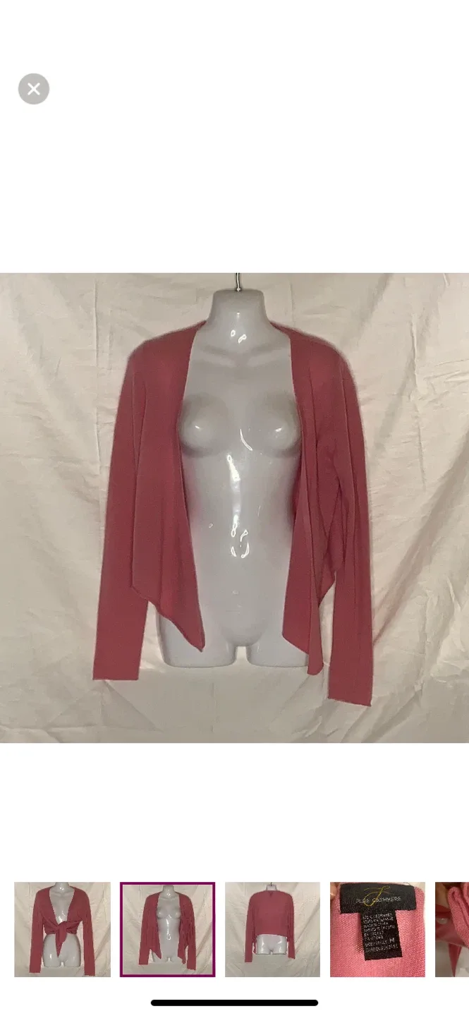 Pure Cashmere Pink Tie Front Cardigan Size M image indicator(3)