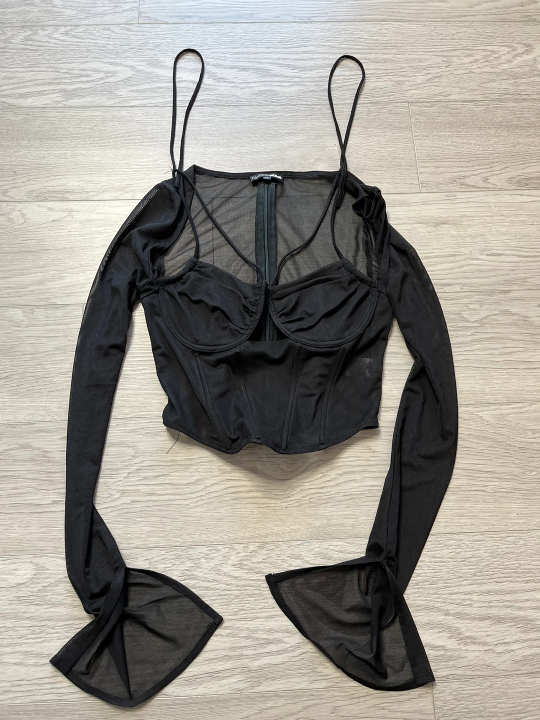 Fashion Nova Black Mesh Corset Top