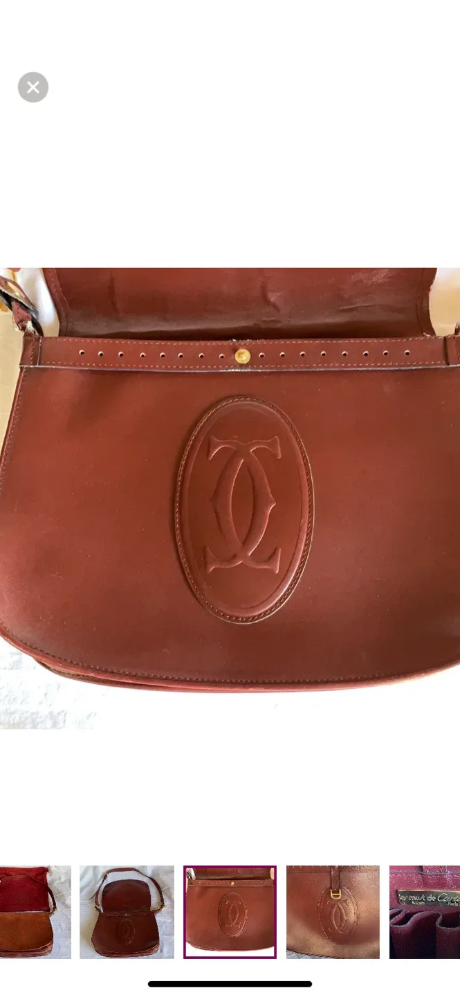 VINTAGE Les Must de Cartier Paris Burgundy Leather Bag image indicator(3)