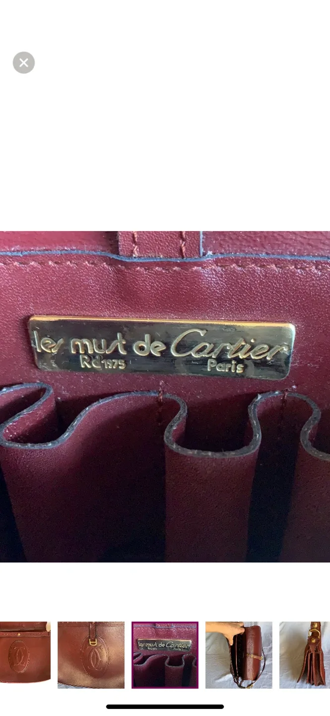 VINTAGE Les Must de Cartier Paris Burgundy Leather Bag image indicator(4)