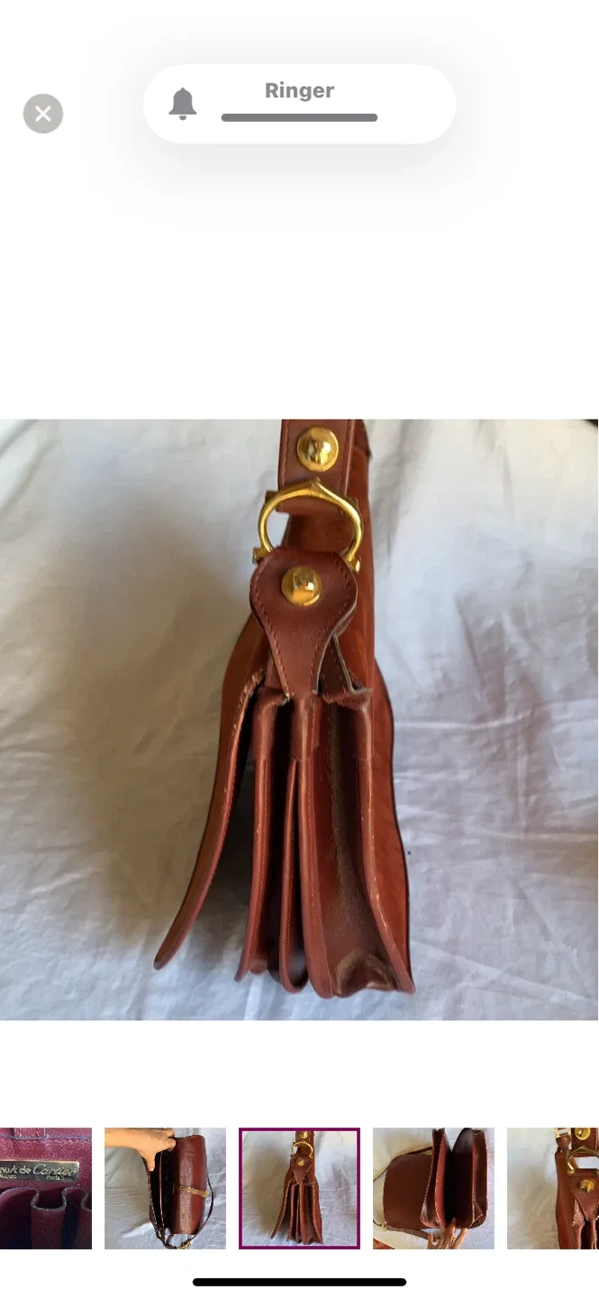 VINTAGE Les Must de Cartier Paris Burgundy Leather Bag image indicator(5)