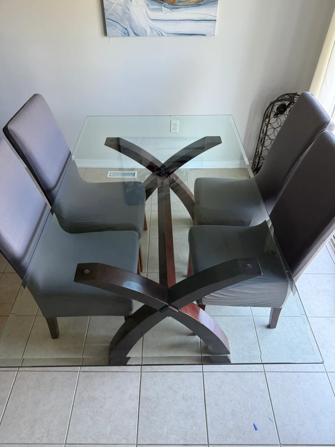 Glass Top Dining Table with 4 Chairs image indicator(2)