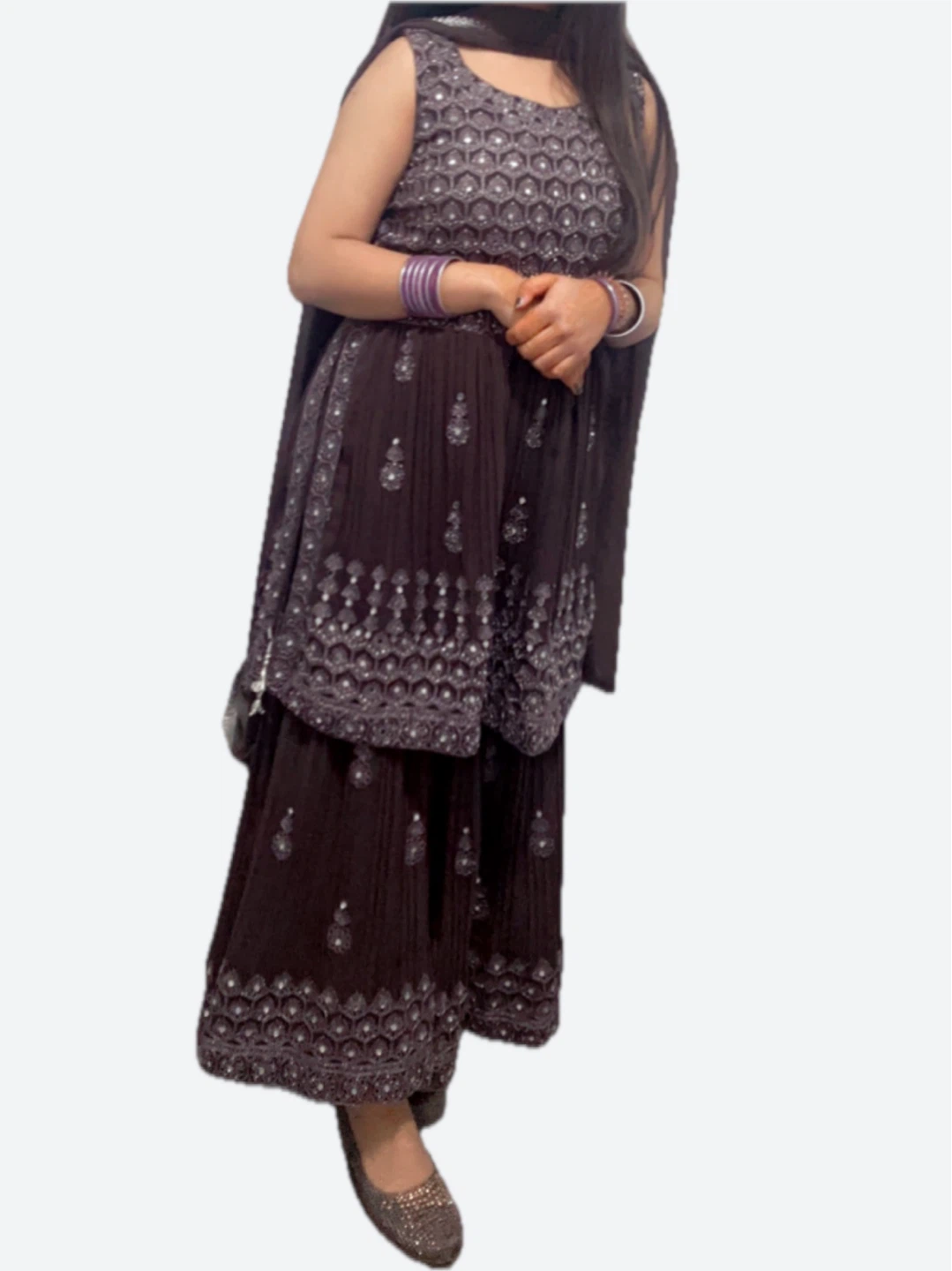 Brown Embellished Salwar Kameez Suit