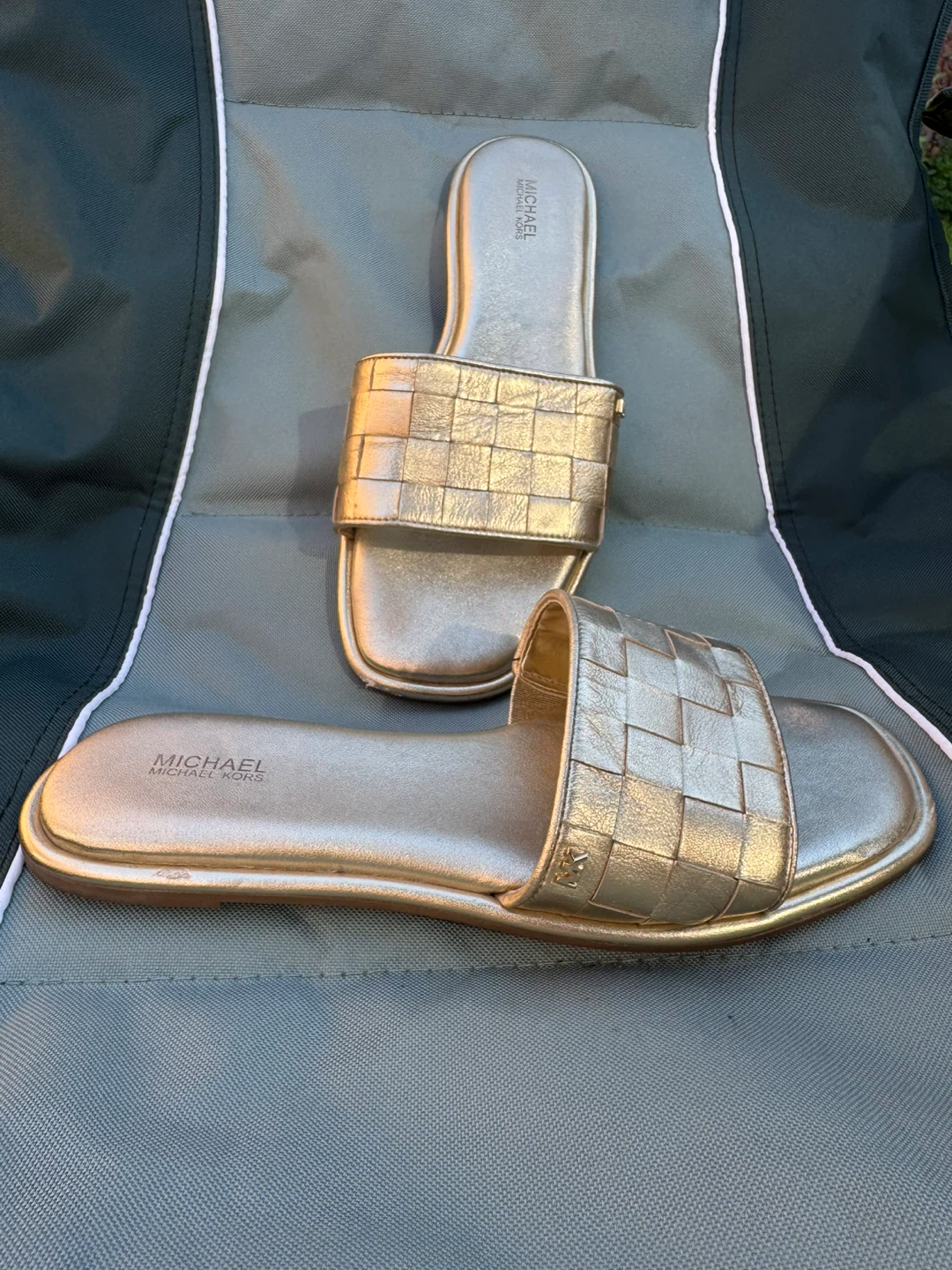 Michael Kors Hayworth Woven Leather Slides - Size 10 - photo 2