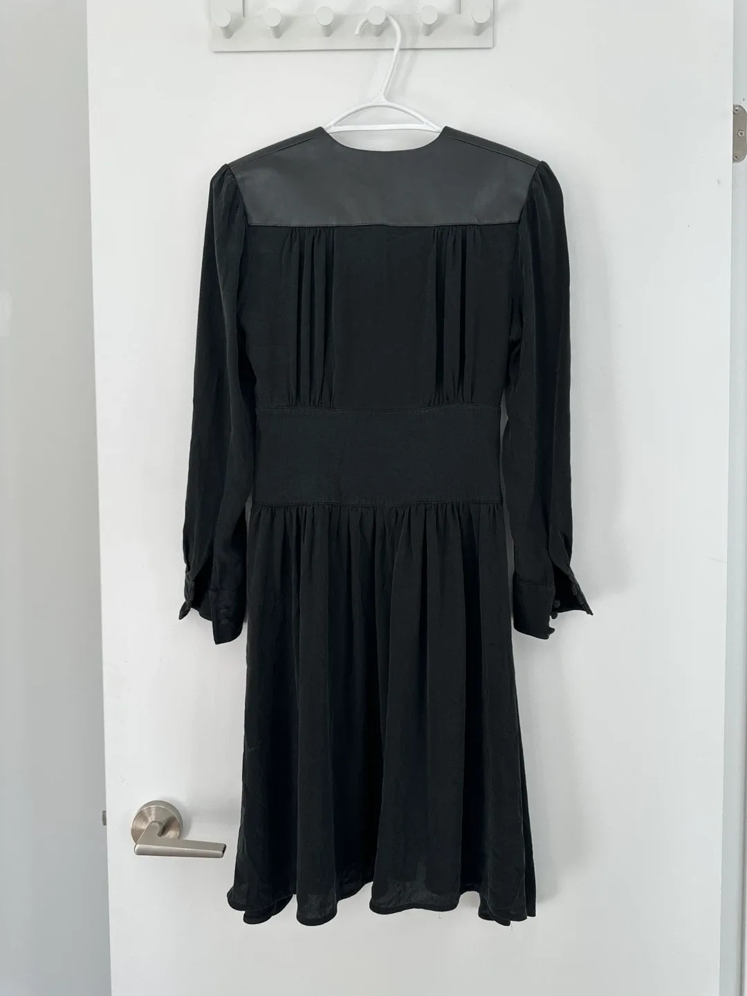 Last Call - Black 100%Silk Dress with Leather image indicator(4)