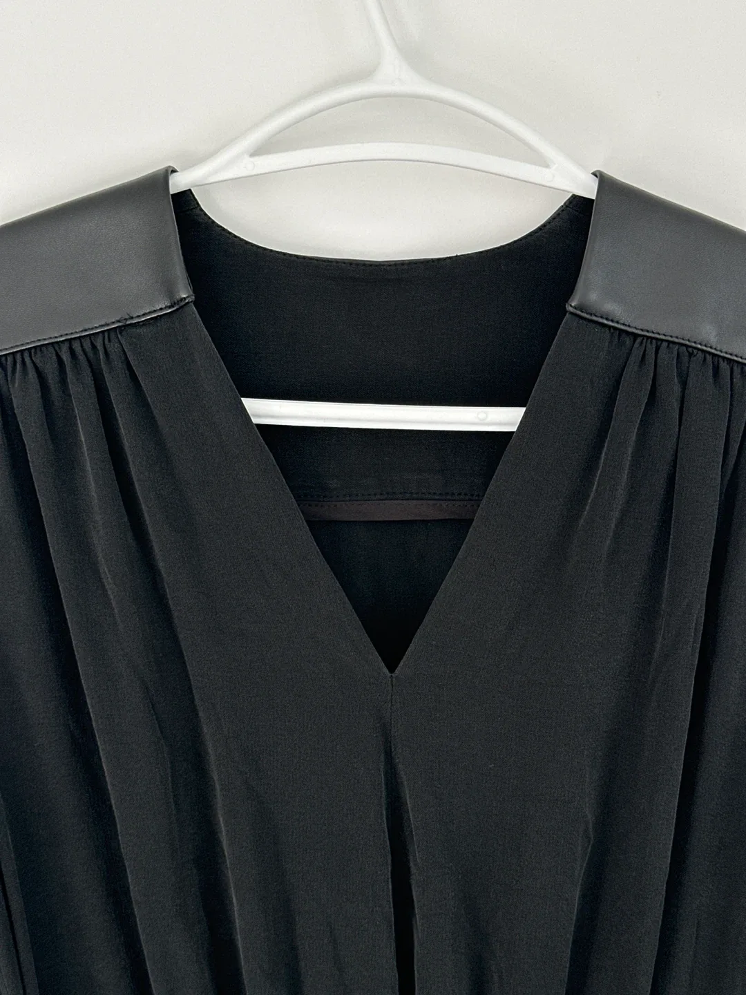 Last Call - Black 100%Silk Dress with Leather image indicator(2)